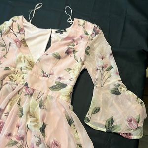 Pink floral flowy romper